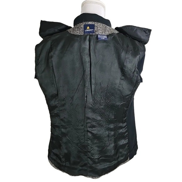 VNTG. LIZSPORT~Woman Sz 8 Petite~ Black/White 100% Wool Zip-Up Blazer Colorblock - Picture 5 of 12